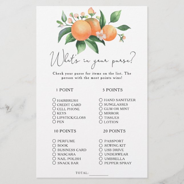 Citrus - What's in your purse game (Front)