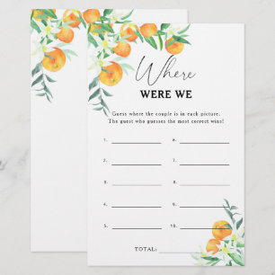 Citrus - Where were we bridal shower game