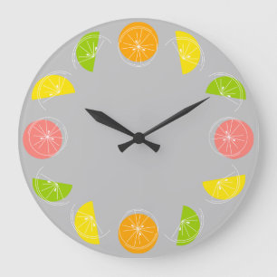 Citrus White clock round grey