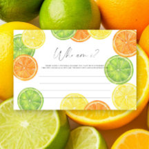 Citrus - Who am I bridal shower game