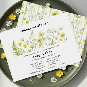 Citrus Wildflower Ghost Stripe Wedding Rehearsal Invitation