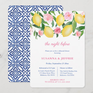 Citrus With Pink Accents Wedding Rehearsal Dinner Invitation
