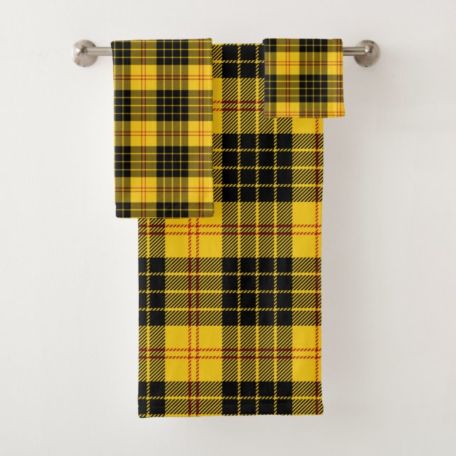 Citrus Yellow And Black Plaid Bath Towel Set (Insitu)