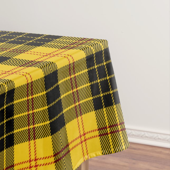 Citrus Yellow Black Plaid Tablecloth (In Situ)