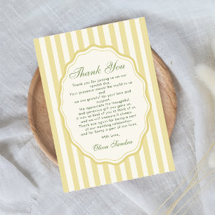 Citrus Yellow Elegant Stripe Wedding Thank You Card