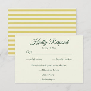 Citrus Yellow Green Elegant Wedding Meal Choice RSVP Card