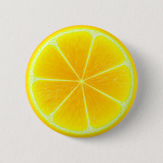 Citrus Yellow Lemon Fruit Slice 6 Cm Round Badge