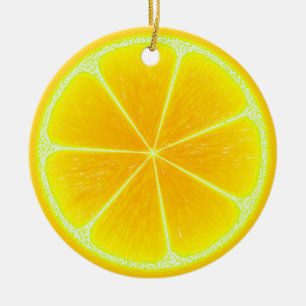 Citrus Yellow Lemon Fruit Slice Ceramic Tree Decoration