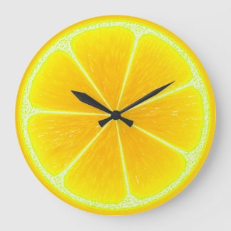 Citrus Yellow Lemon Fruit Slice Large Clock