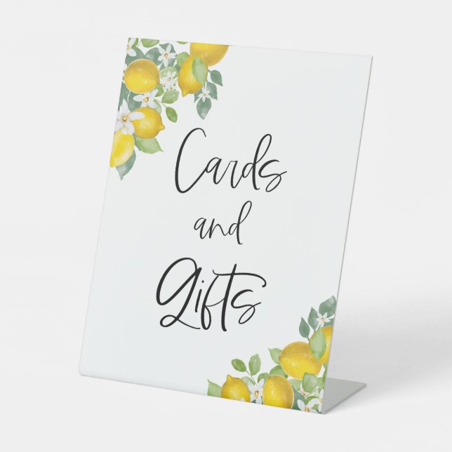 Citrus Yellow Lemon Theme Cards and Gifts Sign (Front)