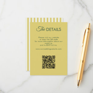 Citrus Yellow Olive Green and Ivory Wedding Detail Enclosure Card