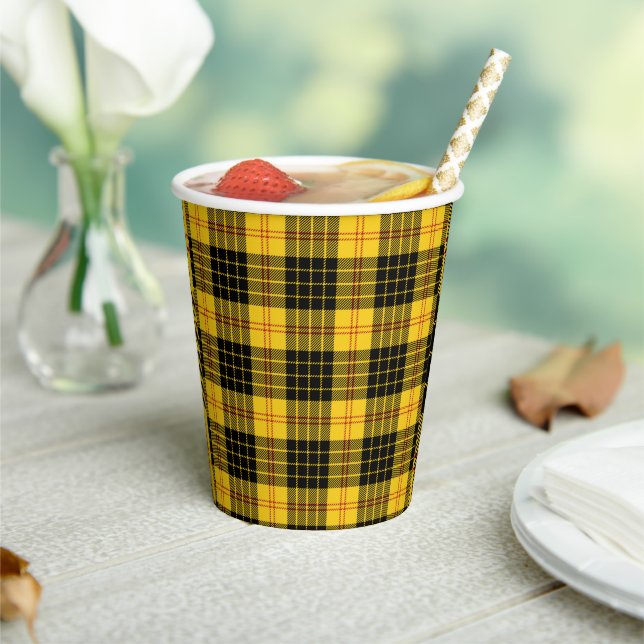 Citrus Yellow Plaid Paper Cups (Insitu)