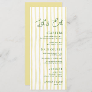 Citrus Yellow Stripe Handwriting Island Wedding Menu