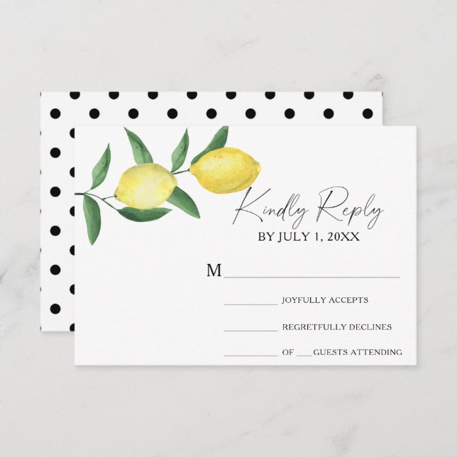 Citrus yellow - Wedding RSVP Card (Front/Back)