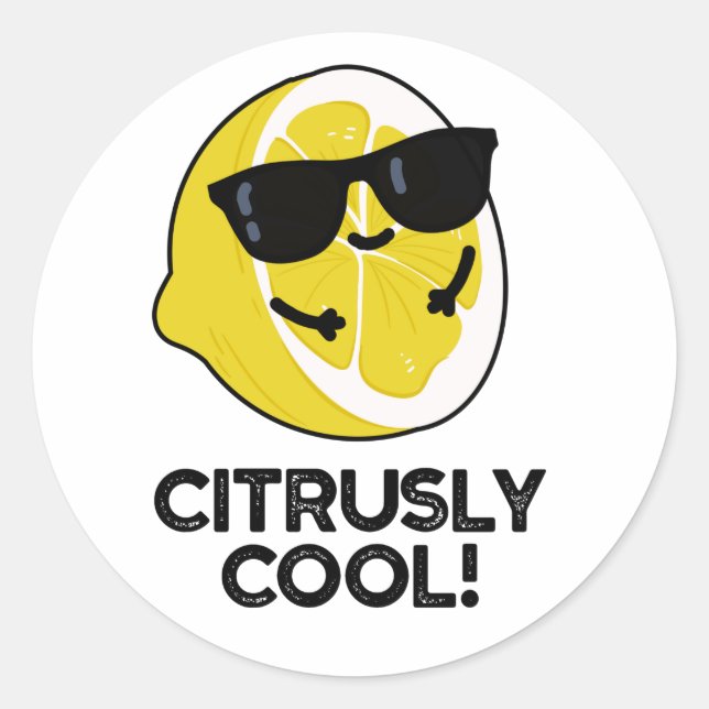 Citrusly Cool Funny Citrus Pun  Classic Round Sticker (Front)
