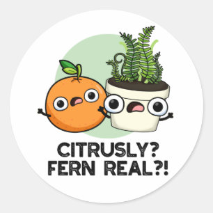 Citrusly Fern Real Funny Citrus Plant Pun  Classic Round Sticker