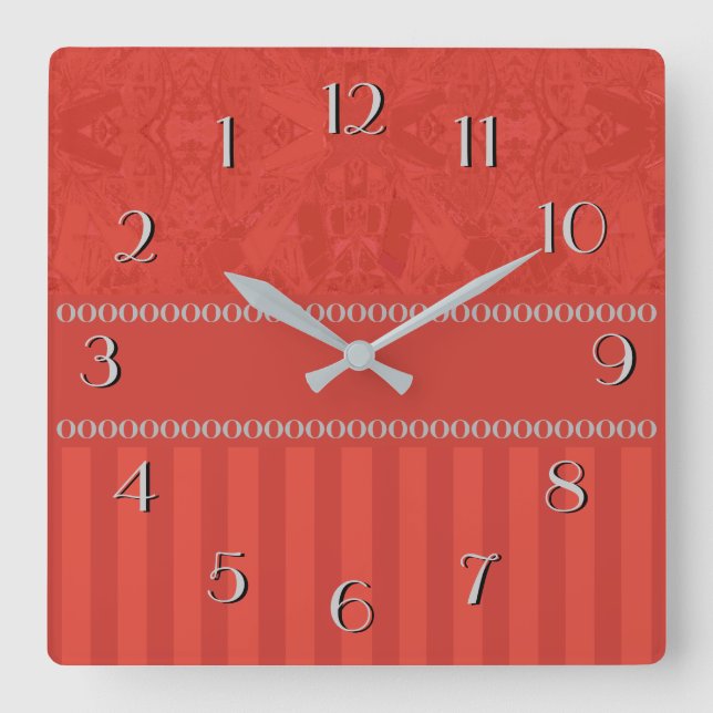 City Abstract Backwards Clock Red with Stripes (Front)