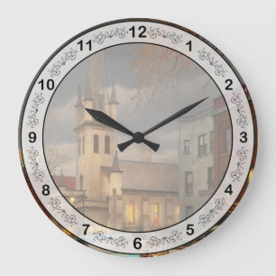 City - Amsterdam NY - Evening Prayers 1941 Large Clock