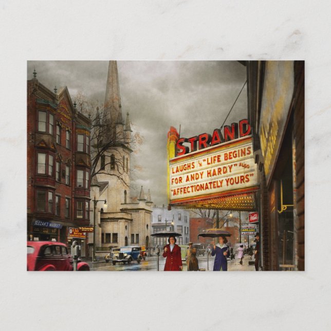 City - Amsterdam NY - Life begins 1941 Postcard (Front)