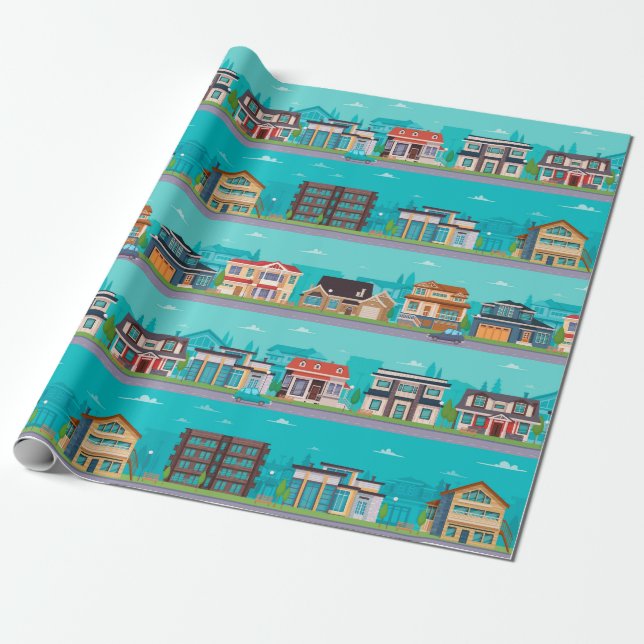 City and Roads Wrapping Paper (Unrolled)