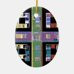 City apartments at night ceramic tree decoration