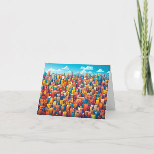 City Architecture Design Watercolour Drawing Thank You Card