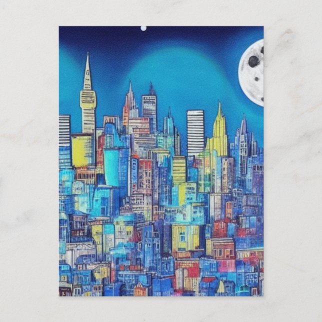 city at night A.I. work just for you.  Postcard (Front)
