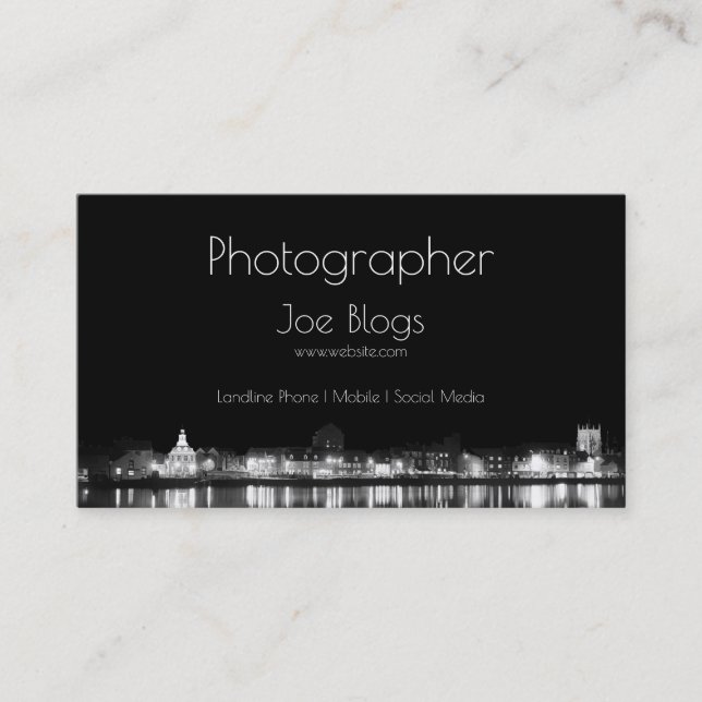 City At Night Illuminated Business Card (Front)
