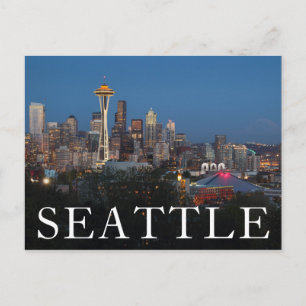 City at Night Seattle, Washington Postcard