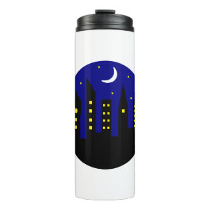 city at night thermal tumbler
