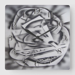 City at Rest Backward Clock Black and White