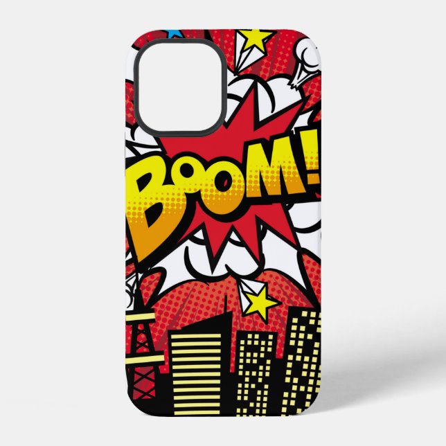 City background material with comic art style spee iPhone case (Back)