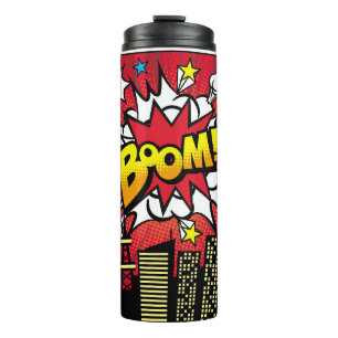 City background material with comic art style spee thermal tumbler
