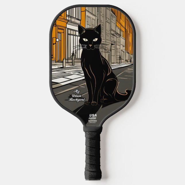 City Black Cat Personalised Pickleball Paddle (Front)