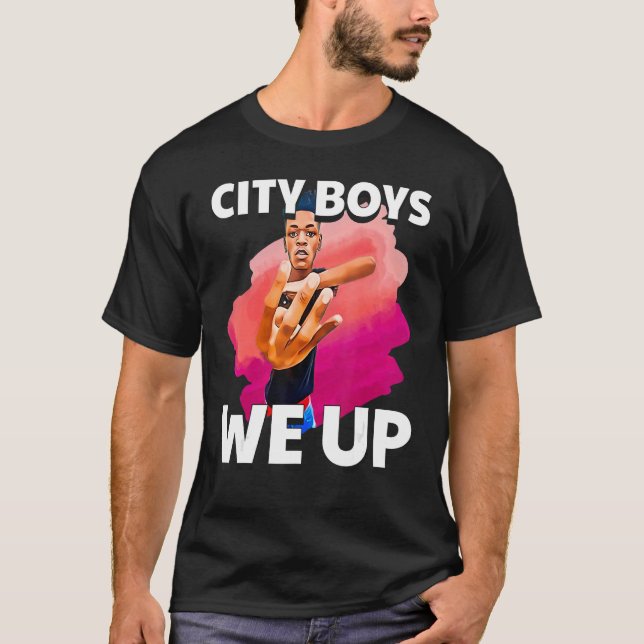 City Boys Summer We Up Four Fingers Up Ironic Meme T-Shirt (Front)