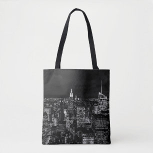 CITY BUILDING DURING NIGHT TIME PHOTO TOTE BAG