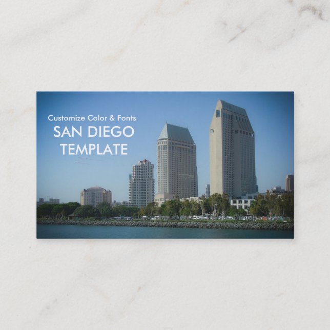 City Buildings and Harbour - San Diego Business Card (Front)