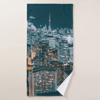 CITY BUILDINGS ON TOP VIEW BATH TOWEL