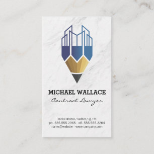 City Buildings Pencil Logo Business Card