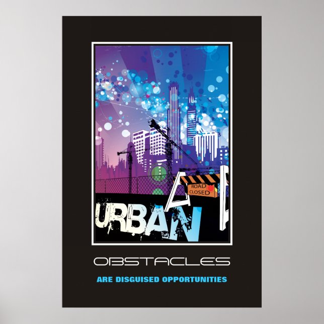 City buildings urban Obstacles motivational poster (Front)