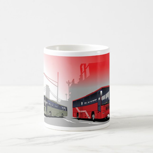 City Buses Red Green Coaches on Urban Street Coffee Mug (Creator Uploaded)