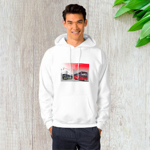 City Buses Red Green Coaches on Urban Street Hoodie