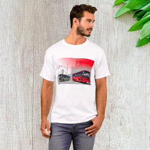 City Buses Red Green Coaches on Urban Street T-Shirt
