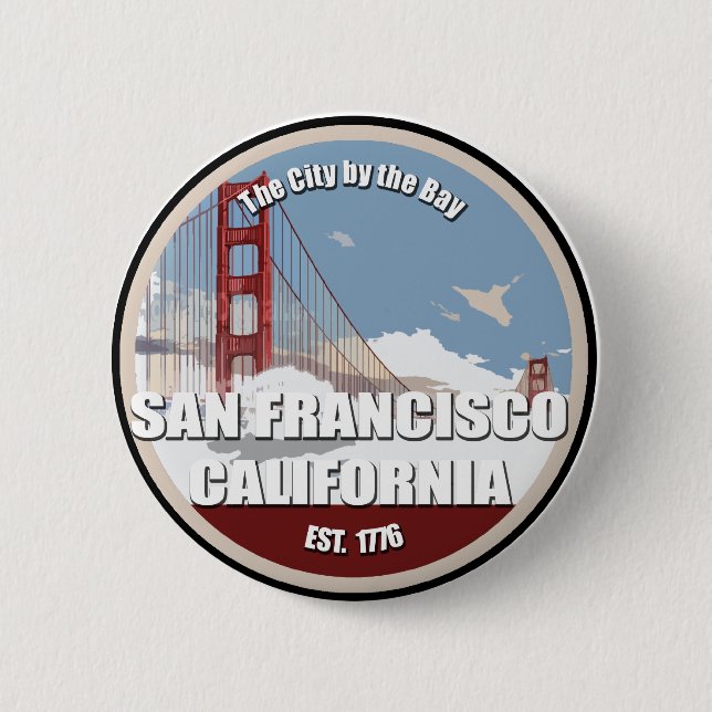 City by the bay, San Francisco California 6 Cm Round Badge (Front)