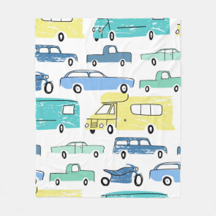 City cars and transport cartoon seamless pattern. fleece blanket