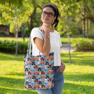 City cartoon cars tote bag