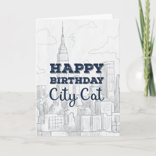 City Cat New York City Birthday Card