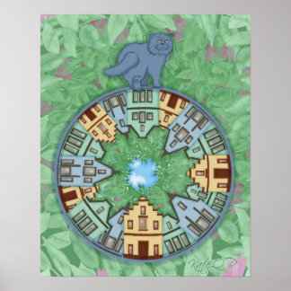 City cat. Spring. Mandala Poster