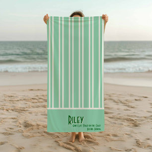 City Chic Leaf Green Striped Bridesmaids Beach Towel