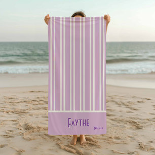 City Chic Purple Striped Bridesmaids Beach Towel